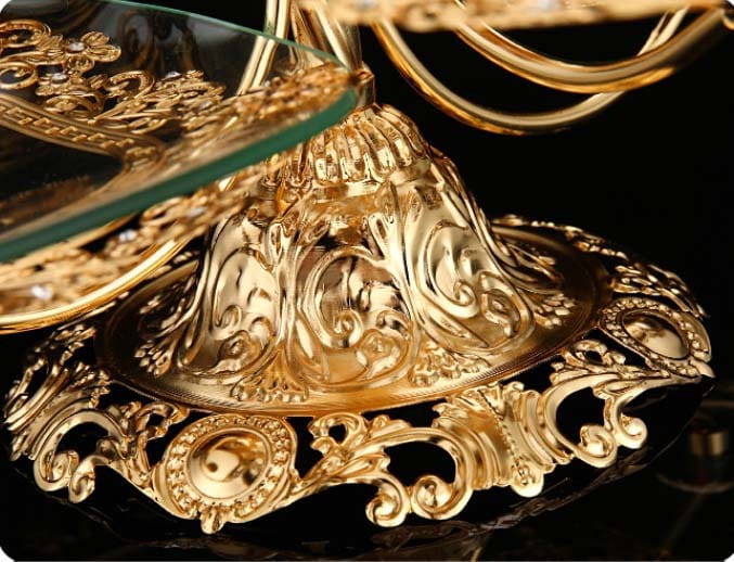 ALDO Creative Arts >Pottery Unique 3 and 4 Tier Designer Crystal Glass Golden Fruit Cake Servers