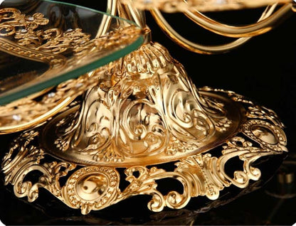 ALDO Creative Arts >Pottery Unique 3 and 4 Tier Designer Crystal Glass Golden Fruit Cake Servers