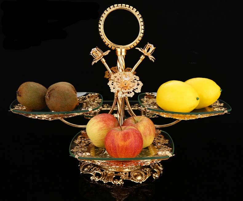 ALDO Creative Arts >Pottery Unique 3 and 4 Tier Designer Crystal Glass Golden Fruit Cake Servers