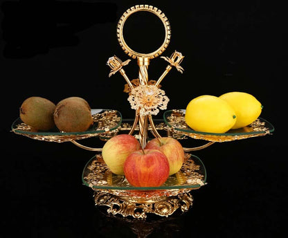 ALDO Creative Arts >Pottery Unique 3 and 4 Tier Designer Crystal Glass Golden Fruit Cake Servers
