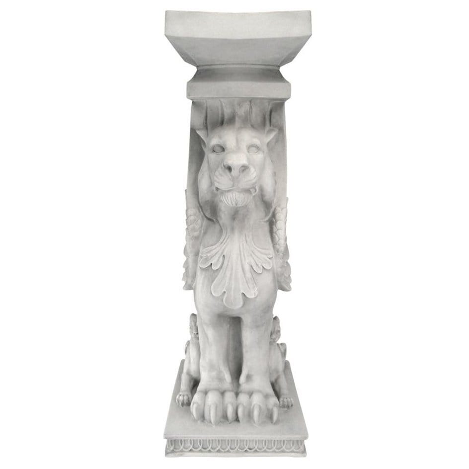 ALDO Décor>Artwork>Colum>Pedestal 10"Wx10.5"Dx30"H / NEW / Resin Roman Pompeii Style Sculptural Winged Lion Pedestals