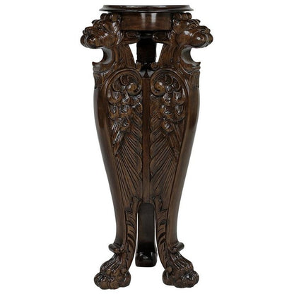 ALDO Décor>Artwork>Colum>Pedestal 18"Wx18"Dx38"H / NEW / Resin Manor Royal Winged Lion Hand Carved Maconomy Pedestal