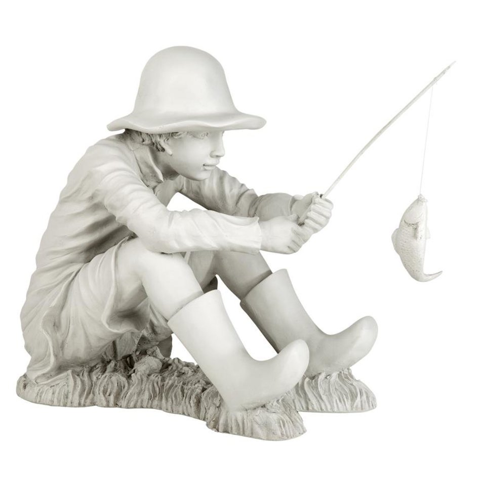 ALDO Décor>Artwork>Sculptures & Statues 10.5"Wx17"Dx17"H / NEW / rasin Big Catch Children Garden Statue By Artist Jaimy