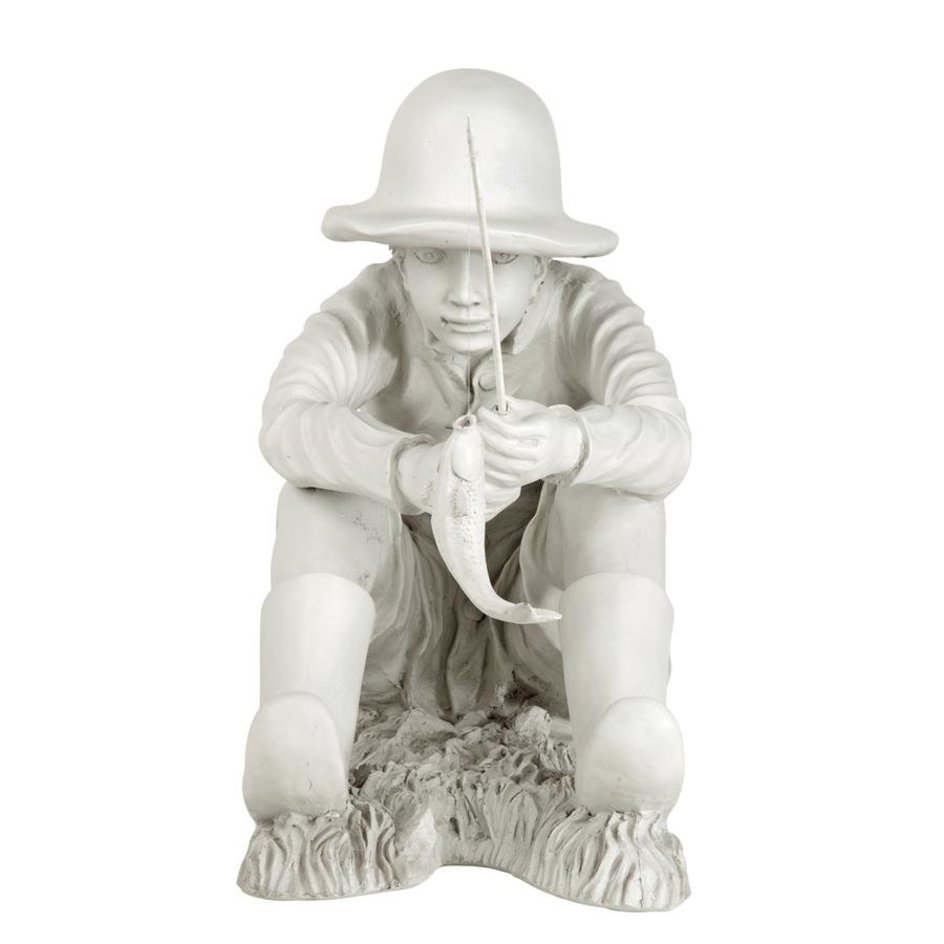 ALDO Décor>Artwork>Sculptures & Statues 10.5"Wx17"Dx17"H / NEW / rasin Big Catch Children Garden Statue By Artist Jaimy