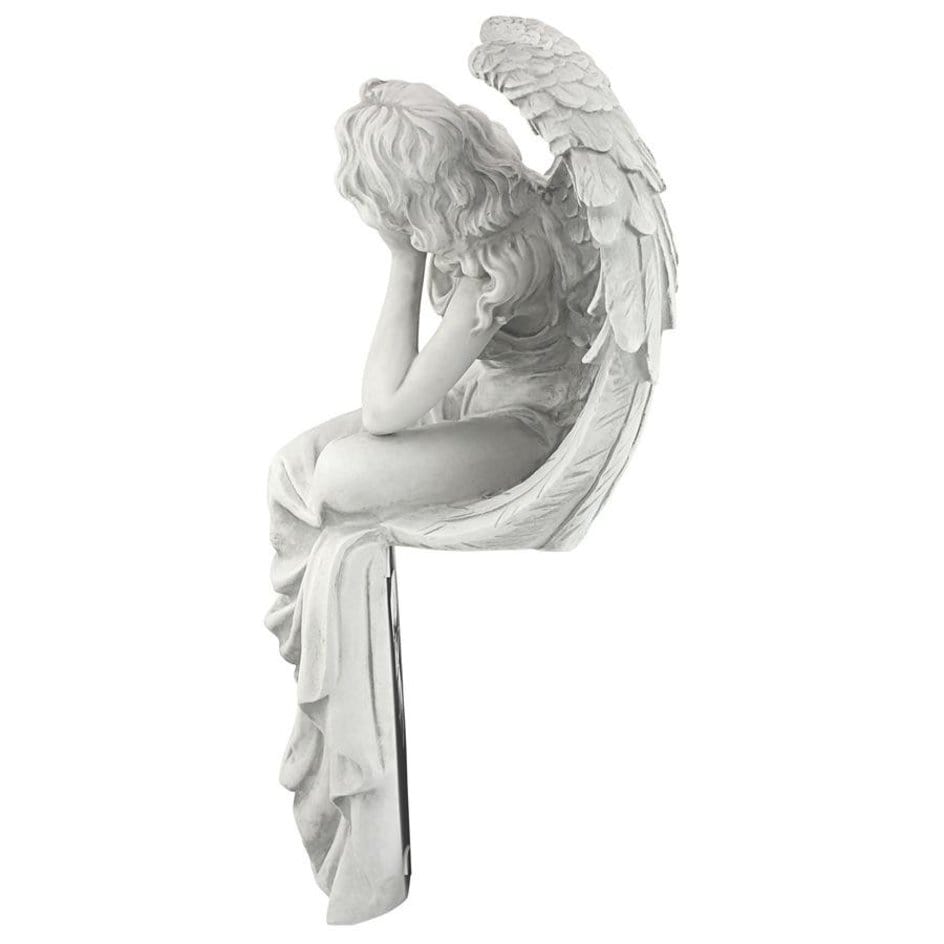 ALDO Décor>Artwork>Sculptures & Statues 10.5"Wx7"Dx18.5"H / NEW / resin Resting Guardian Angel Large Garden Statues by Artist Giulio Monterverde Cimitero Del Verano
