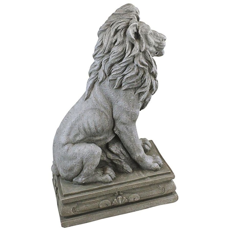 ALDO Décor>Artwork>Sculptures & Statues ﻿11.5"Wx18"Dx30"H / NEW / Resin Royal Palace Gates Lion Sentinel Garden Sculptures by French Sculptor Bernard Fouquet.