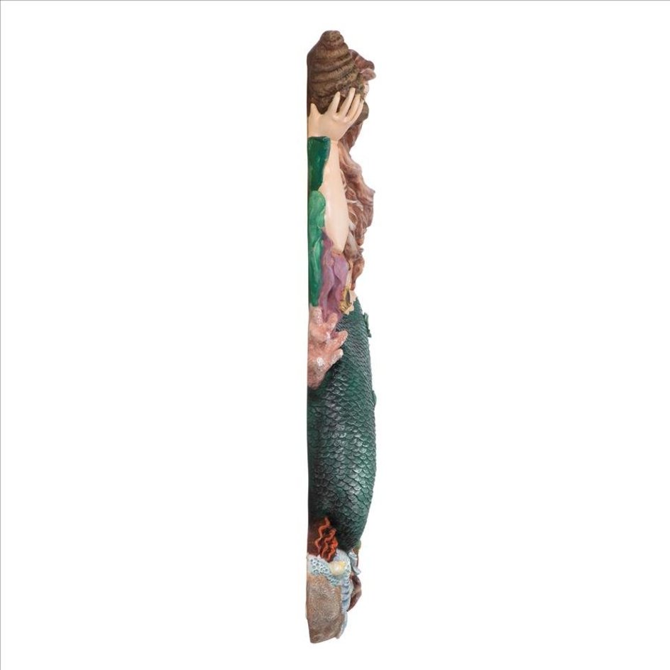 ALDO Décor>Artwork>Sculptures & Statues 13"Wx3.5"Dx29"H / NEW / Resin Mermaid Poolside Garden Wall Sculpture By Artist Jaimy