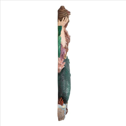 ALDO Décor>Artwork>Sculptures & Statues 13"Wx3.5"Dx29"H / NEW / Resin Mermaid Poolside Garden Wall Sculpture By Artist Jaimy