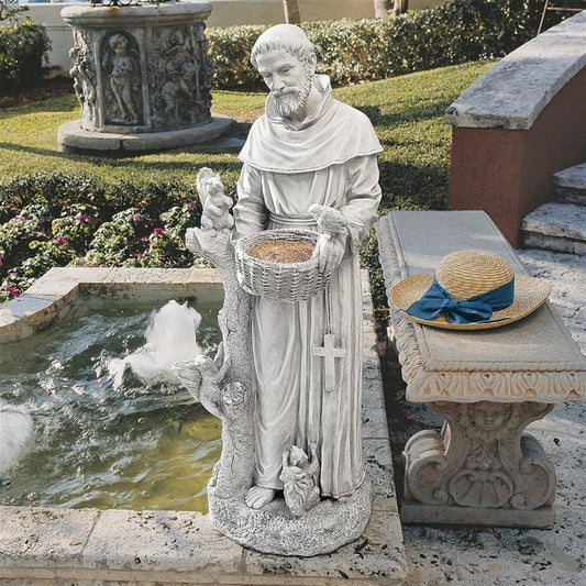 ALDO Décor>Artwork>Sculptures & Statues 14.5"Wx11"Dx37"H. 28 lbs. / NEW / Resin St. Francis Sculpture Peaceful Serenity Large Garden Statue