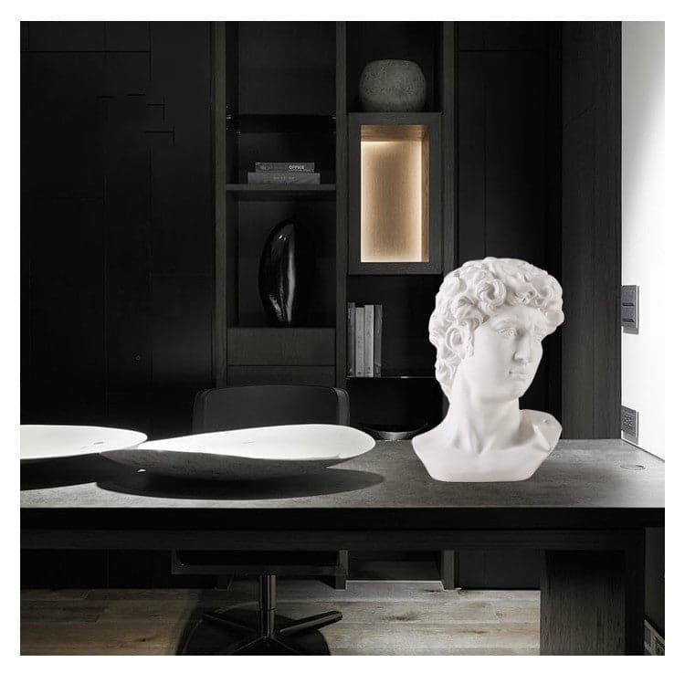 ALDO Décor>Artwork>Sculptures & Statues 15.5"Wx13"Dx24.5"H / NEW / resin David Masterpiece Sculptural Desktop Bust by Artist Michelangelo