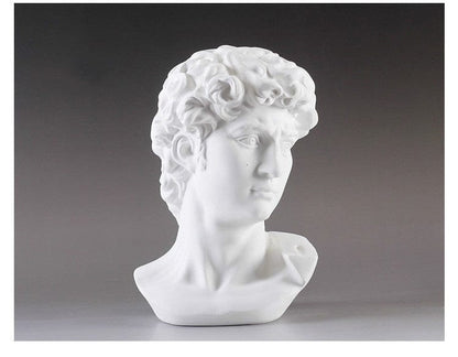 ALDO Décor>Artwork>Sculptures & Statues 15.5"Wx13"Dx24.5"H / NEW / resin David Masterpiece Sculptural Desktop Bust by Artist Michelangelo