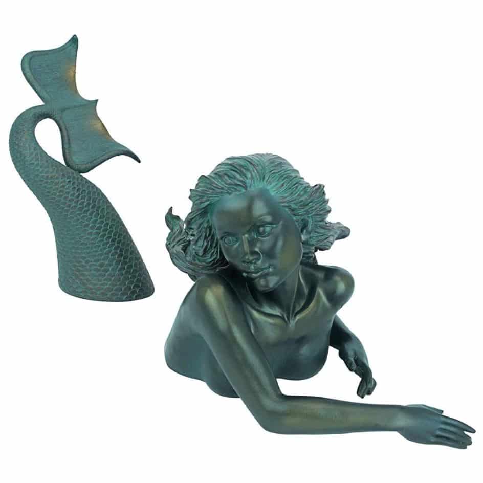 ALDO Décor>Artwork>Sculptures & Statues 16"Wx7"Dx7"H. / NEW / Resin Mermaid Poolside Garden Sculpture By Artist Candice Pennington