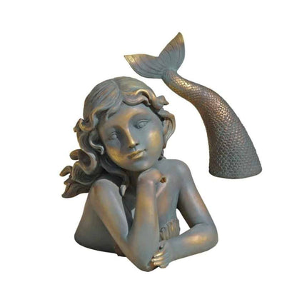 ALDO Décor>Artwork>Sculptures & Statues 16"Wx7"Dx7"H. / NEW / Resin Mermaid Siren of the Sea Poolside Garden Sculpture