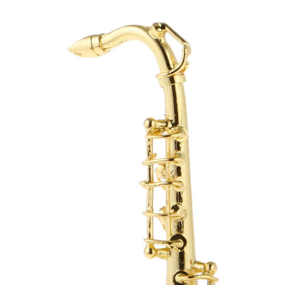 ALDO Decor > Artwork > Sculptures & Statues 2" x 1" x 1.5" / NEW / metal Saxophone Gold Alloy Miniature Musical  Instrument