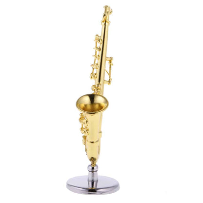 ALDO Decor > Artwork > Sculptures & Statues 2" x 1" x 1.5" / NEW / metal Saxophone Gold Alloy Miniature Musical  Instrument