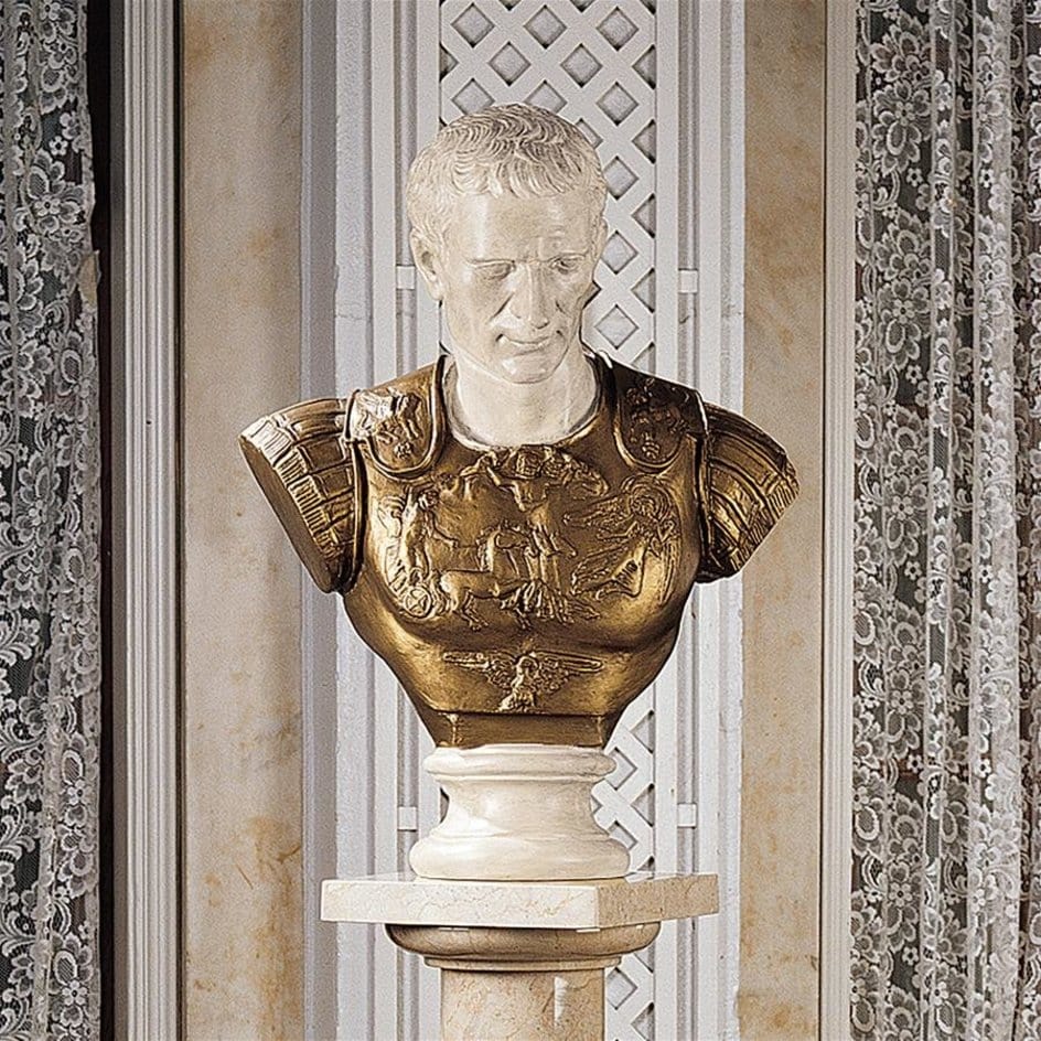 ALDO Décor>Artwork>Sculptures & Statues 20"Wx12"Dx27.5"H / NEW / resin Roman Emperor Julius Caesar Sculptural Bust