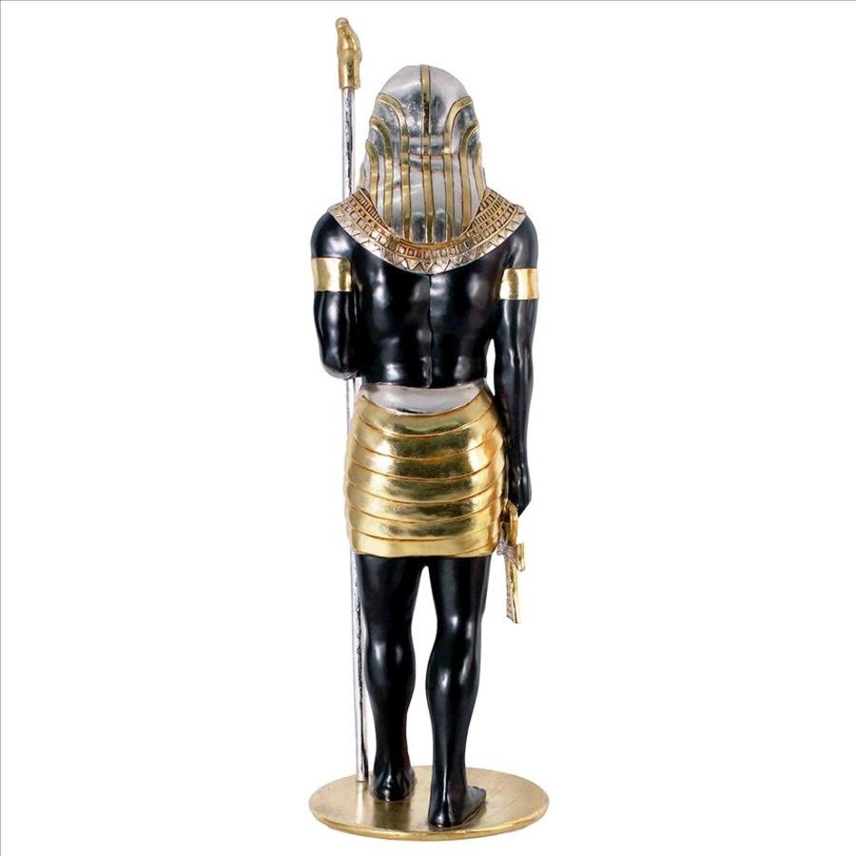 ALDO Décor>Artwork>Sculptures & Statues 26.5"Wx26.5"Dx74"H / NEW / rasin Life-Size Horus Egyptian Grand Ruler Hand Painted in Faux Ebony and Real Gold and Silver Statue