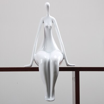 ALDO Decor > Artwork > Sculptures & Statues 37cm / 14.5" inches High X 19cm/ 7.5" Inches Wide / White Modern Abstract Woman Handmade Sculpture