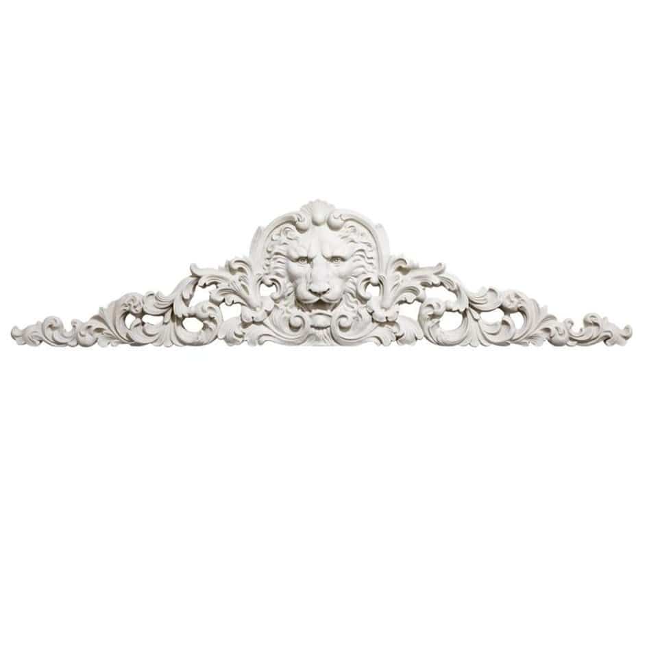 ALDO Décor>Artwork>Sculptures & Statues 38"Wx2.5"Dx9.5"H / NEW / Resin European Architectural Style Lion Sculptural Wall Pediment