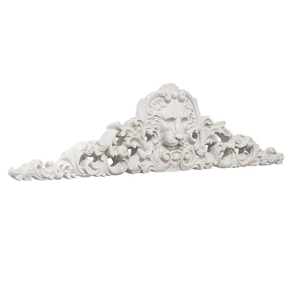 ALDO Décor>Artwork>Sculptures & Statues 38"Wx2.5"Dx9.5"H / NEW / Resin European Architectural Style Lion Sculptural Wall Pediment