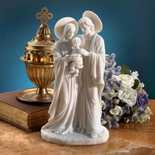 ALDO Décor>Artwork>Sculptures & Statues 4.5"Wx3.5"Dx8"H / NEW / Resin Holy Family Saints Mary Jesus and Joseph Desktop Statue By artist Carlo Bronti