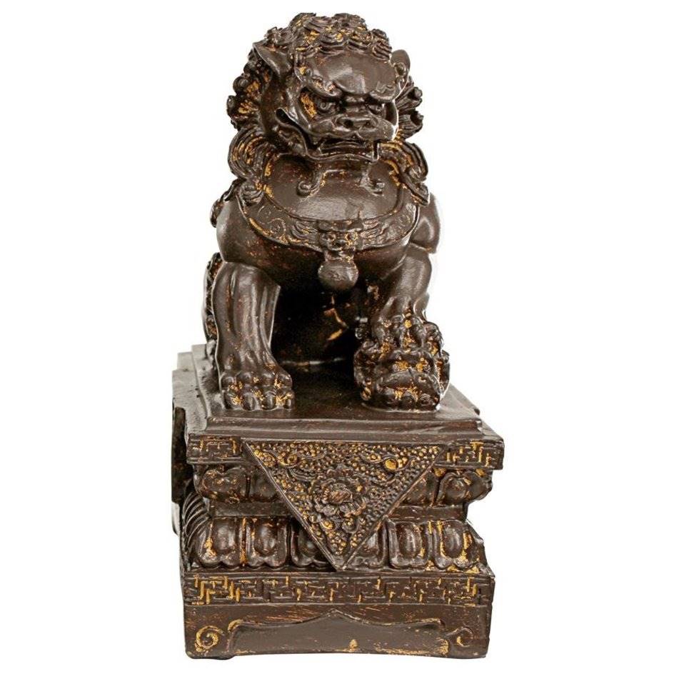 ALDO Décor>Artwork>Sculptures & Statues 4.5"Wx7"Dx9"H / NEW / Resin Guardian Female Lion Foo Dog Chinese Imperial Palaces Statues