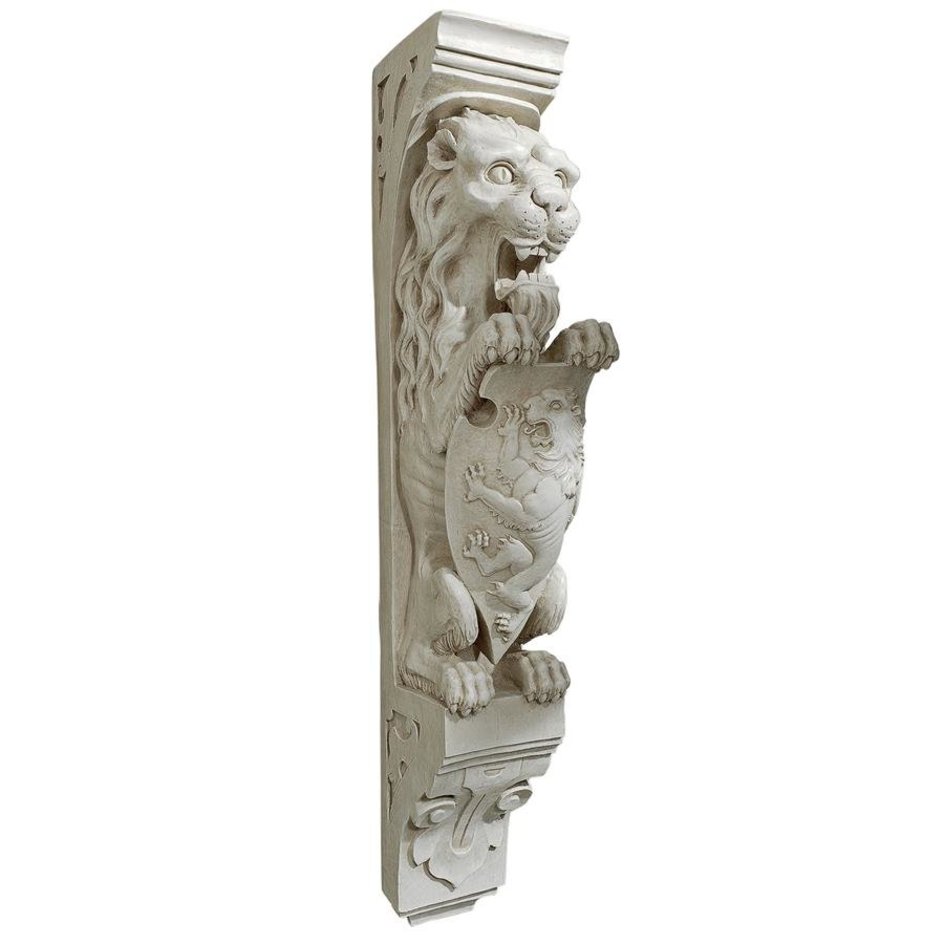 ALDO Décor>Artwork>Sculptures & Statues 4"Wx5"Dx26"H / NEW / Resin Medieval Royal Manor Lion Wall Sculpture with Heraldic Symbol of Strength