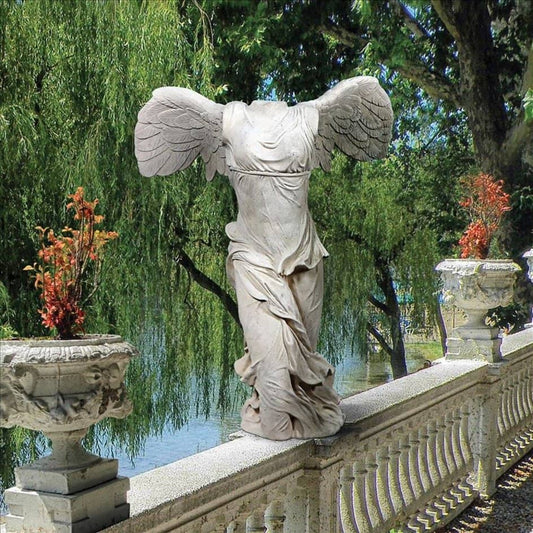 ALDO Décor>Artwork>Sculptures & Statues 45″Wx34″Dx51″H / NEW / resin Nike of Samothrace Greek Winged Goddess of Victory Garden Statues By Artist Praxiteles in Louvre Paris