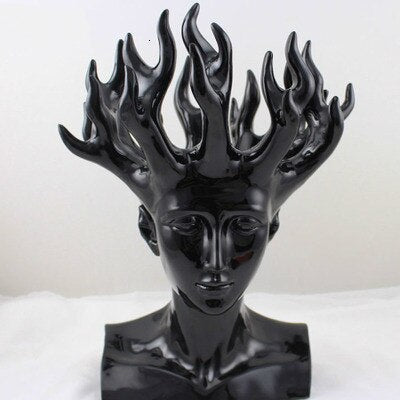 ALDO Decor > Artwork > Sculptures & Statues 47cm / 18.5" inches High  X 31 cm /12.2" inches long X 10.23" Inches Wide / Black Designer Modern Style Human Head Large Vase Statue