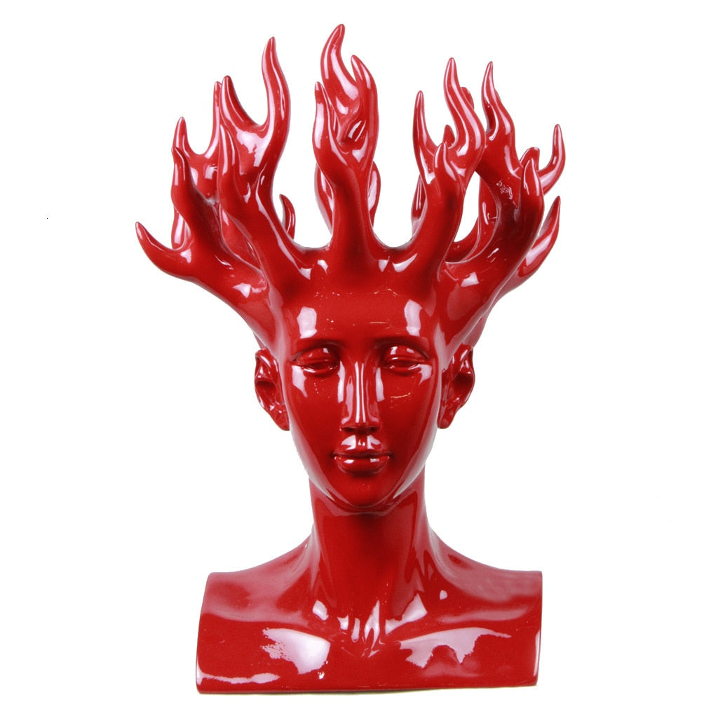 ALDO Decor > Artwork > Sculptures & Statues 47cm / 18.5" inches High  X 31 cm /12.2" inches long X 10.23" Inches Wide / Red Designer Modern Style Human Head Large Vase Statue