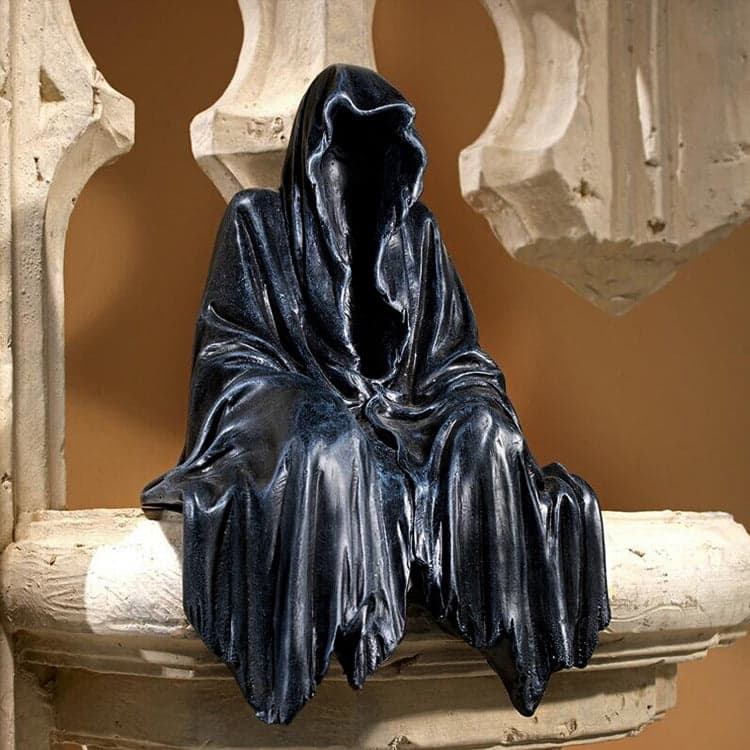 ALDO Décor>Artwork>Sculptures & Statues 5.5"Wx4"Dx11.5"H / NEW / resin Lord of Mysteries In Black Ornament Thriller Black Robe Gothic Halloween Sculpture
