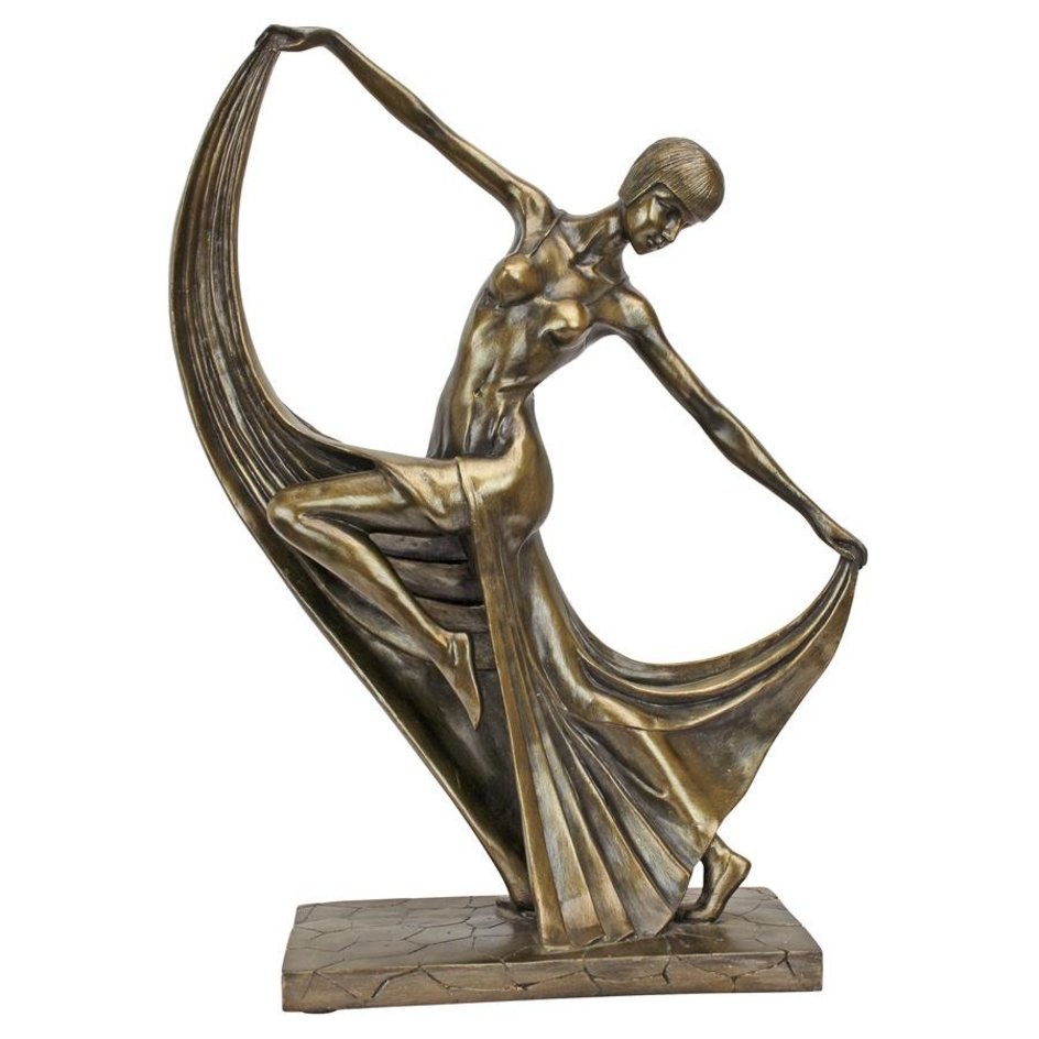 ALDO Decor > Artwork > Sculptures & Statues 5"Wx3.5"Dx19.5"H. 2 lbs. / New / resin Dancing Beauty  Art Deco Statue by French Artist Pierre Le Faguays