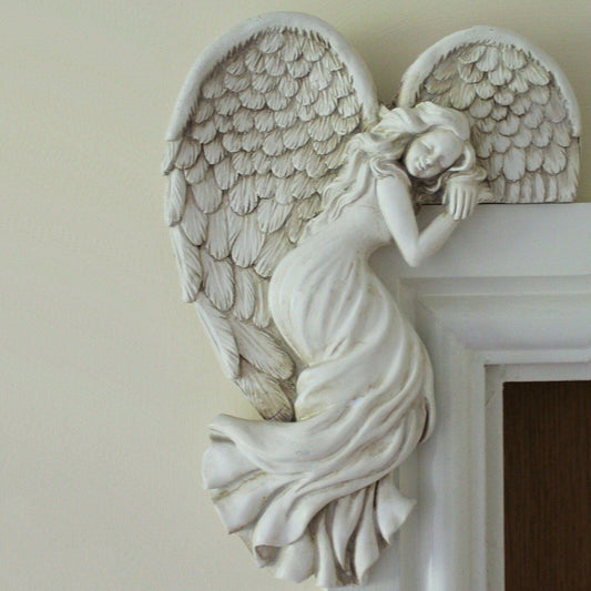 ALDO Decor > Artwork > Sculptures & Statues 6" H Inches / New / resin Door Frame Guardian Angel Right and Left Medium Statues Set of Two Left and Right