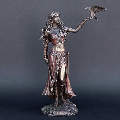 ALDO Decor > Artwork > Sculptures & Statues 6" H x 2" w / New / resin Morrigan Celtic Goddess of Battle Bronze Finish Statue