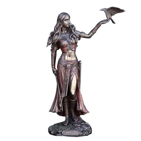 ALDO Decor > Artwork > Sculptures & Statues 6" H x 2" w / New / resin Morrigan Celtic Goddess of Battle Bronze Finish Statue