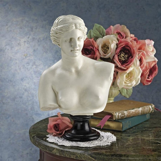 ALDO Décor>Artwork>Sculptures & Statues 7.5"Wx4"Dx12"H / NEW / resin Roman  Venus de Milo Goddess of Love Statue Sculptural Bust By artist Alexandros of Antioch