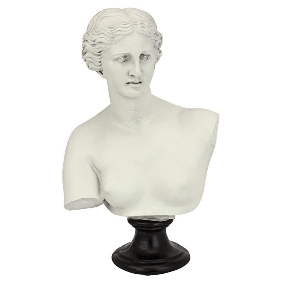 ALDO Décor>Artwork>Sculptures & Statues 7.5"Wx4"Dx12"H / NEW / resin Roman  Venus de Milo Goddess of Love Statue Sculptural Bust By artist Alexandros of Antioch