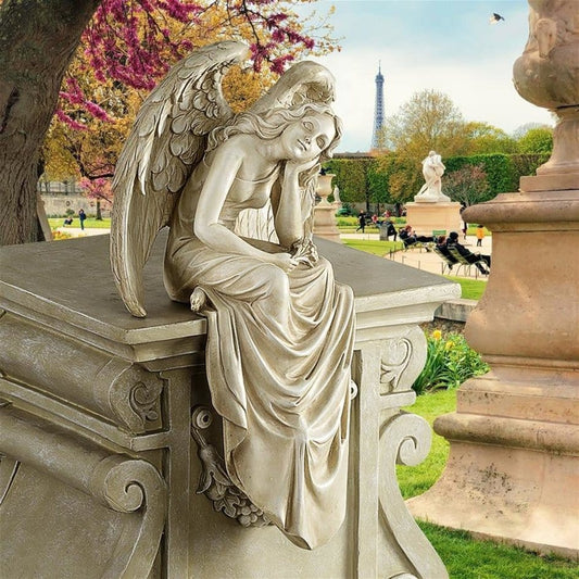 ALDO Décor>Artwork>Sculptures & Statues 8.5"Wx6"Dx15.5"H / NEW / resin Resting Guardian Angel Medium Garden Statues by Artist Giulio Monterverde Cimitero Del Verano