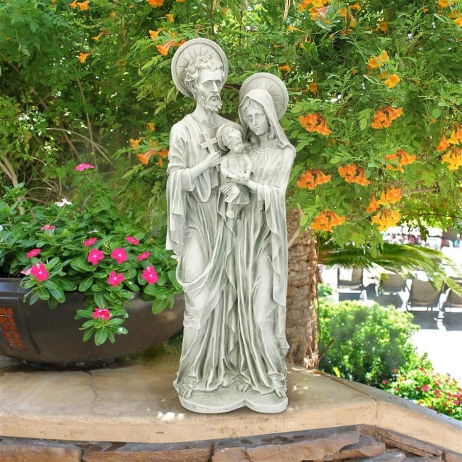 ALDO Décor>Artwork>Sculptures & Statues 8"Wx6"Dx21.5"H / NEW / Resin The Holy Family Saints Mary Jesus and Joseph Large Garden Statue By artist Carlo Bronti