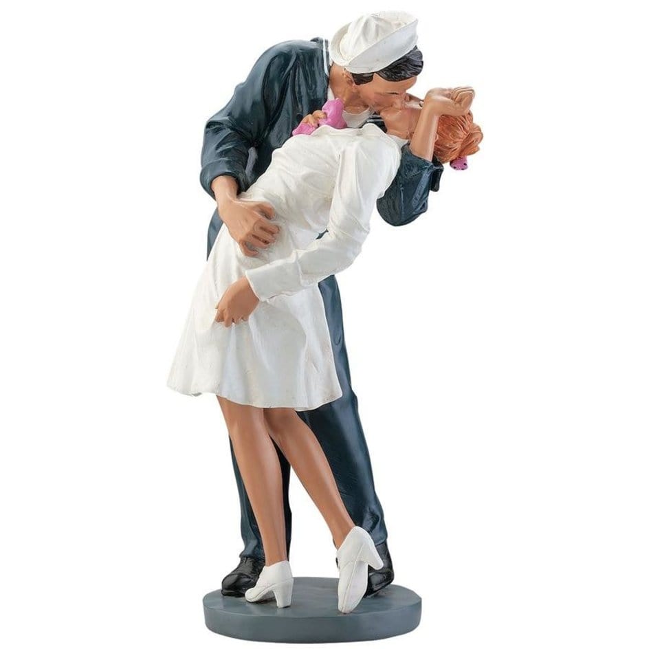 ALDO Decor > Artwork > Sculptures & Statues 8"Wx8"Dx19"H / New / resin Victory Kiss Celebrating  End of WWII  Medium Patriotic  Desktop Statue