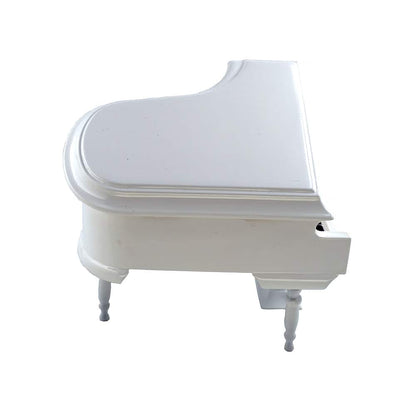 ALDO Decor > Artwork > Sculptures & Statues 8" x5.6" x 6.5" (L*W*H) / NEW / wood Grand Piano White Miniature With Stool Mini Musical Instrument