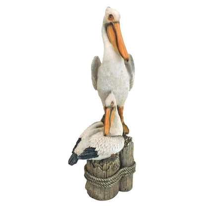 ALDO Décor>Artwork>Sculptures & Statues 9"Wx9"Dx24"H / new / resin Ocean's Perch Pelican Poolside Garden Statue