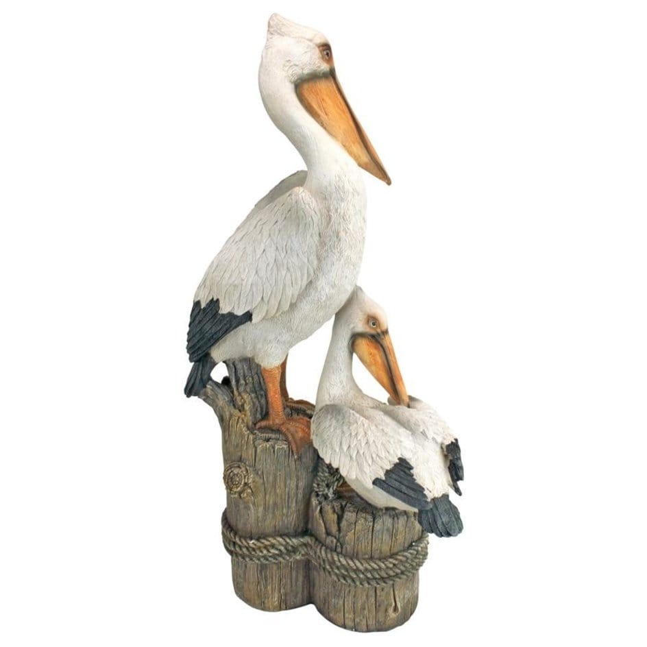 ALDO Décor>Artwork>Sculptures & Statues 9"Wx9"Dx24"H / new / resin Ocean's Perch Pelican Poolside Garden Statue