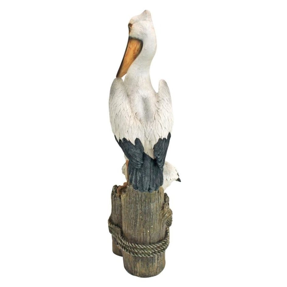 ALDO Décor>Artwork>Sculptures & Statues 9"Wx9"Dx24"H / new / resin Ocean's Perch Pelican Poolside Garden Statue