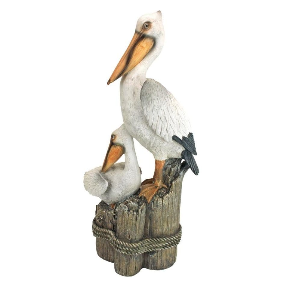 ALDO Décor>Artwork>Sculptures & Statues 9"Wx9"Dx24"H / new / resin Ocean's Perch Pelican Poolside Garden Statue