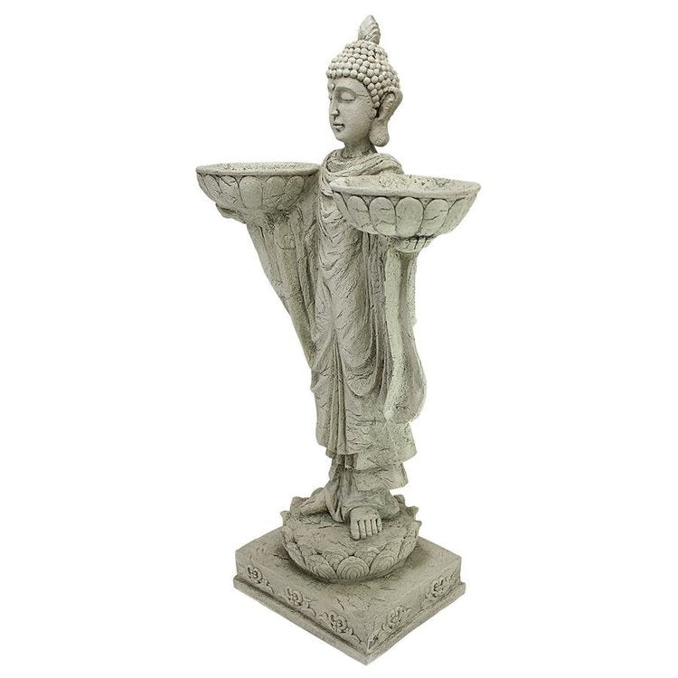 ALDO Décor>Artwork>Sculptures & Statues Buddha  with Two Candle Holder  Bowls Zen Garden Statue