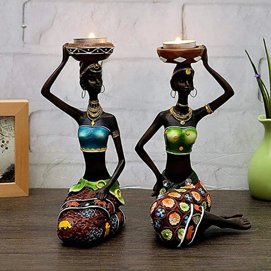 ALDO Décor>Artwork>Sculptures & Statues Candle Holders African Women Sculptures