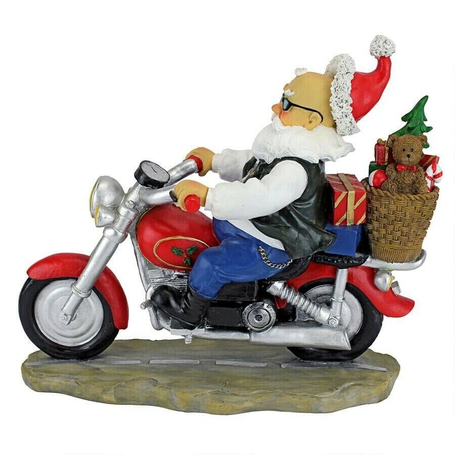 ALDO Decor > Artwork > Sculptures & Statues Christmas Santa Biker With Gifts Desktop Statue