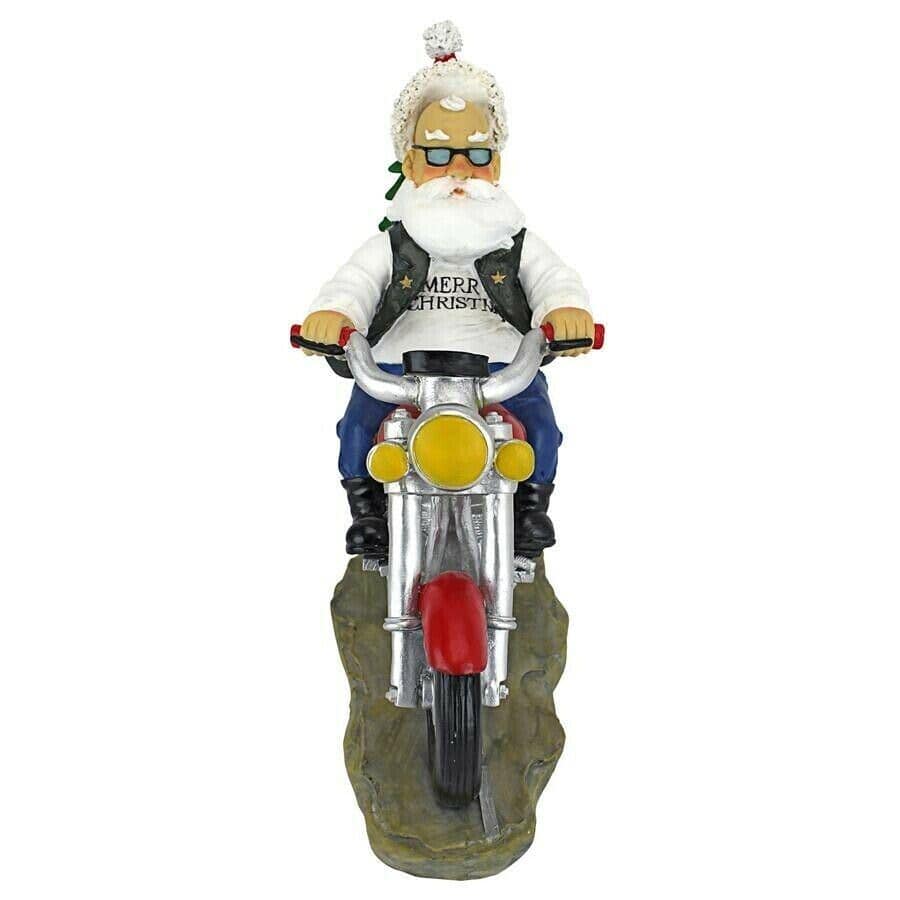 ALDO Decor > Artwork > Sculptures & Statues Christmas Santa Biker With Gifts Desktop Statue