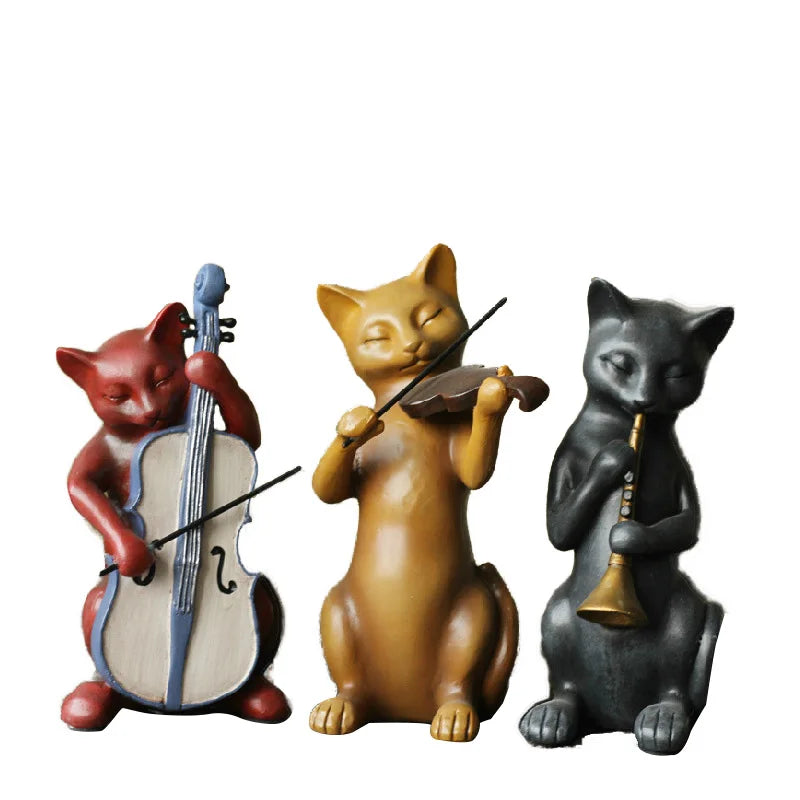 ALDO Décor>Artwork>Sculptures & Statues Country Cat Band Three-Piece Suit Animal Sculpture